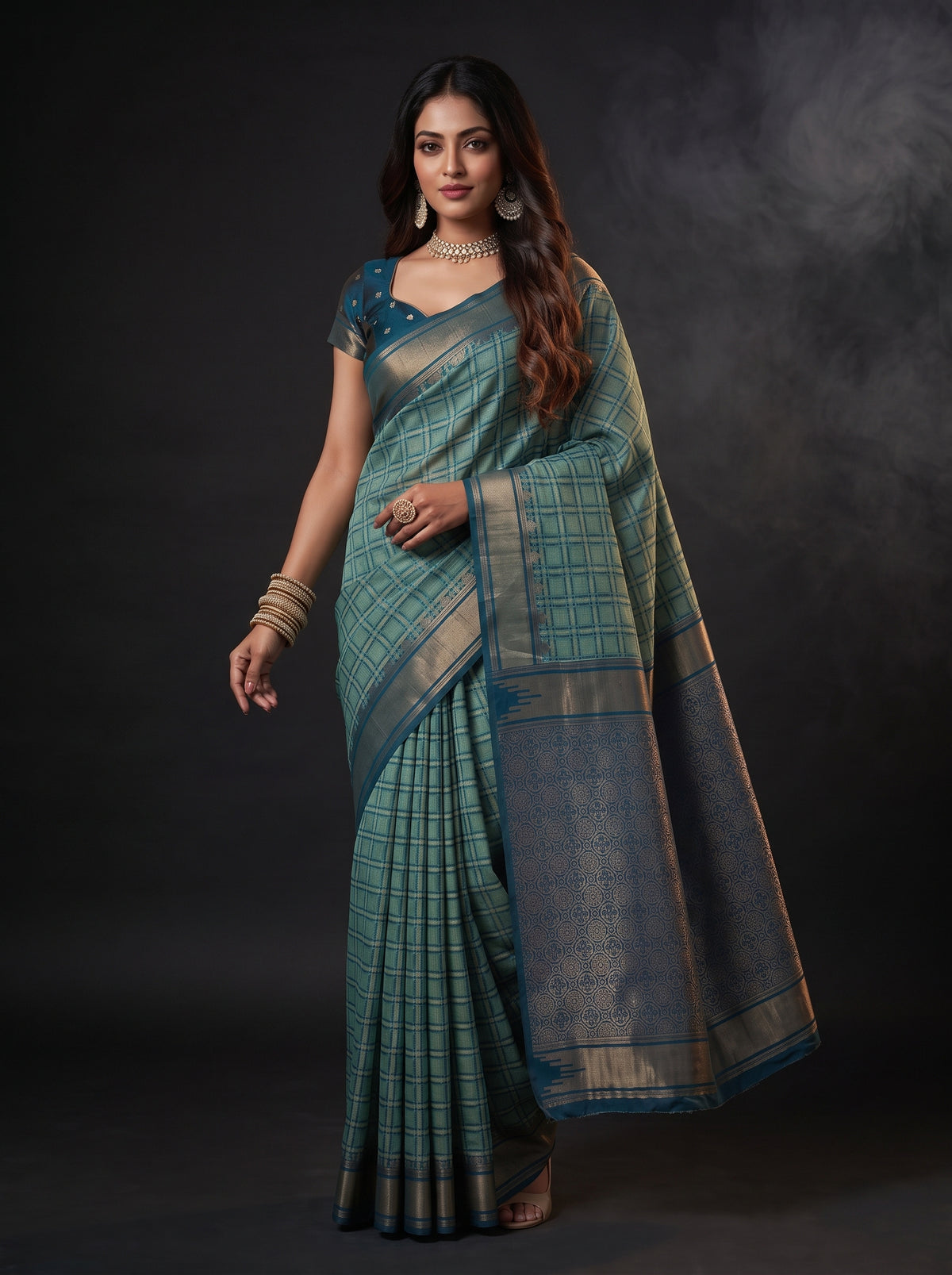 MIMOSA Rama Banarasi Saree — pose 9 styling detail