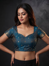 MIMOSA Rama Banarasi Saree — blouse close-up