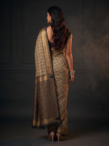 MIMOSA Tussar Banarasi Saree — pose 2 styling detail