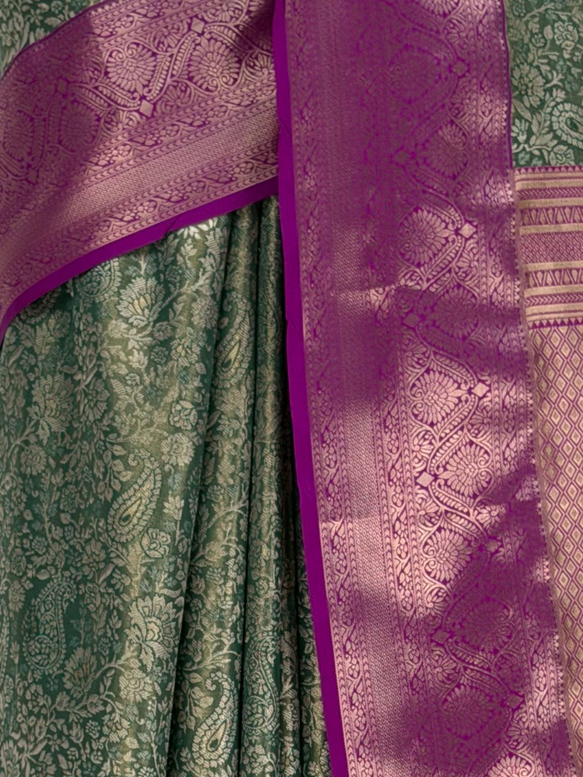 MIMOSA Green Kanjivaram Art Silk Saree — fleets shot full lifestyle