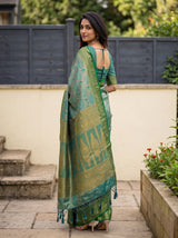 MIMOSA Sapphire Kanjivaram Saree — pose 7 styling detail