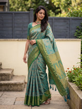MIMOSA Sapphire Kanjivaram Saree — pose 9 styling detail