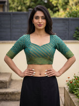 MIMOSA Sapphire Kanjivaram Saree — blouse close-up