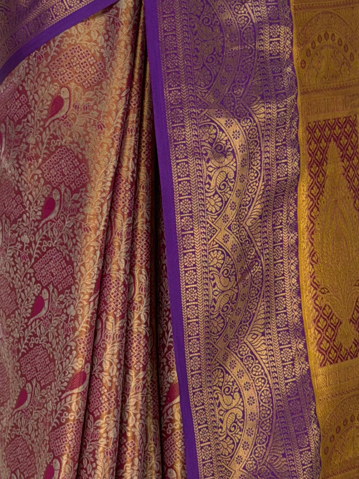 MIMOSA Wine Kanjivaram Saree — fleets shot full lifestyle