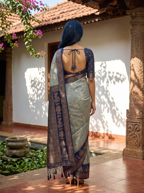 MIMOSA Ananda Banarasi Saree — pose 2 styling detail