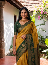 MIMOSA Mustard Banarasi Saree — pose 10 styling detail