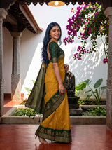 MIMOSA Mustard Banarasi Saree — pose 9 styling detail