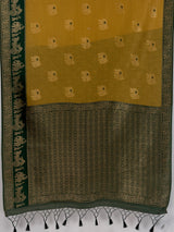 MIMOSA Mustard Banarasi Saree — pallu and zari work detail