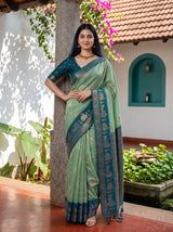 MIMOSA Rama Banarasi Saree — pose 4 styling detail