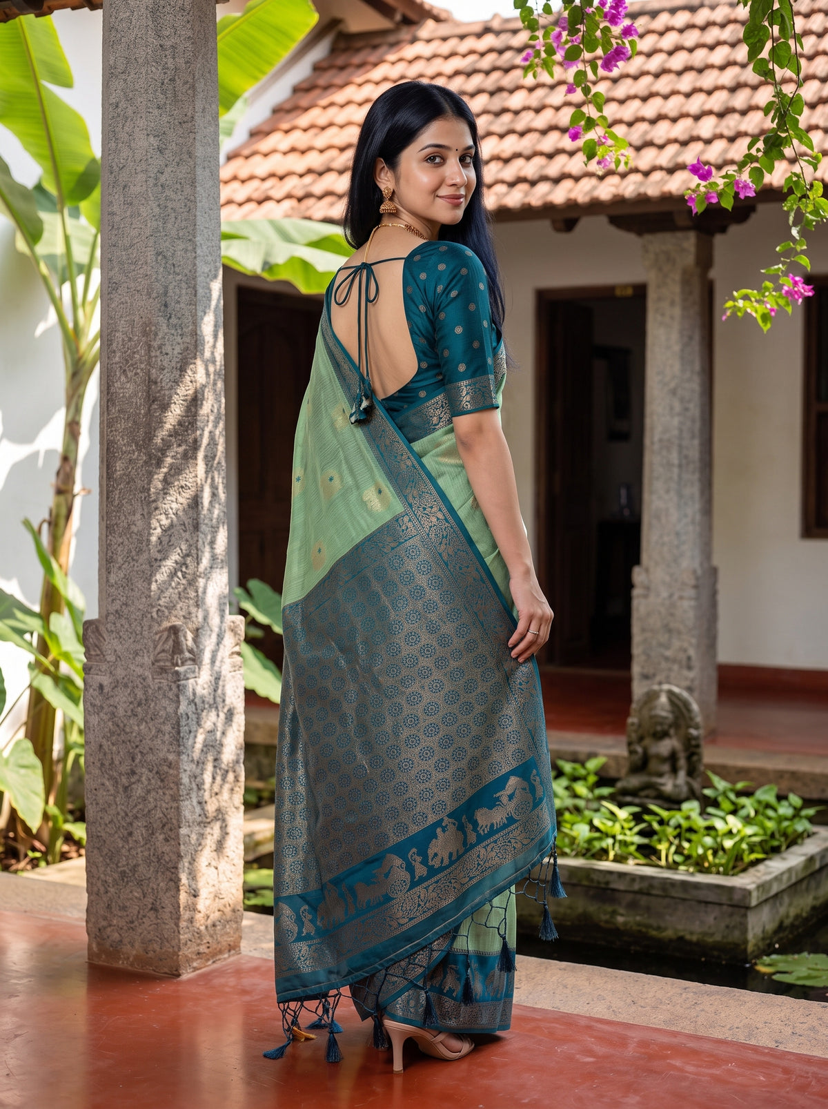 MIMOSA Rama Banarasi Saree — pose 7 styling detail