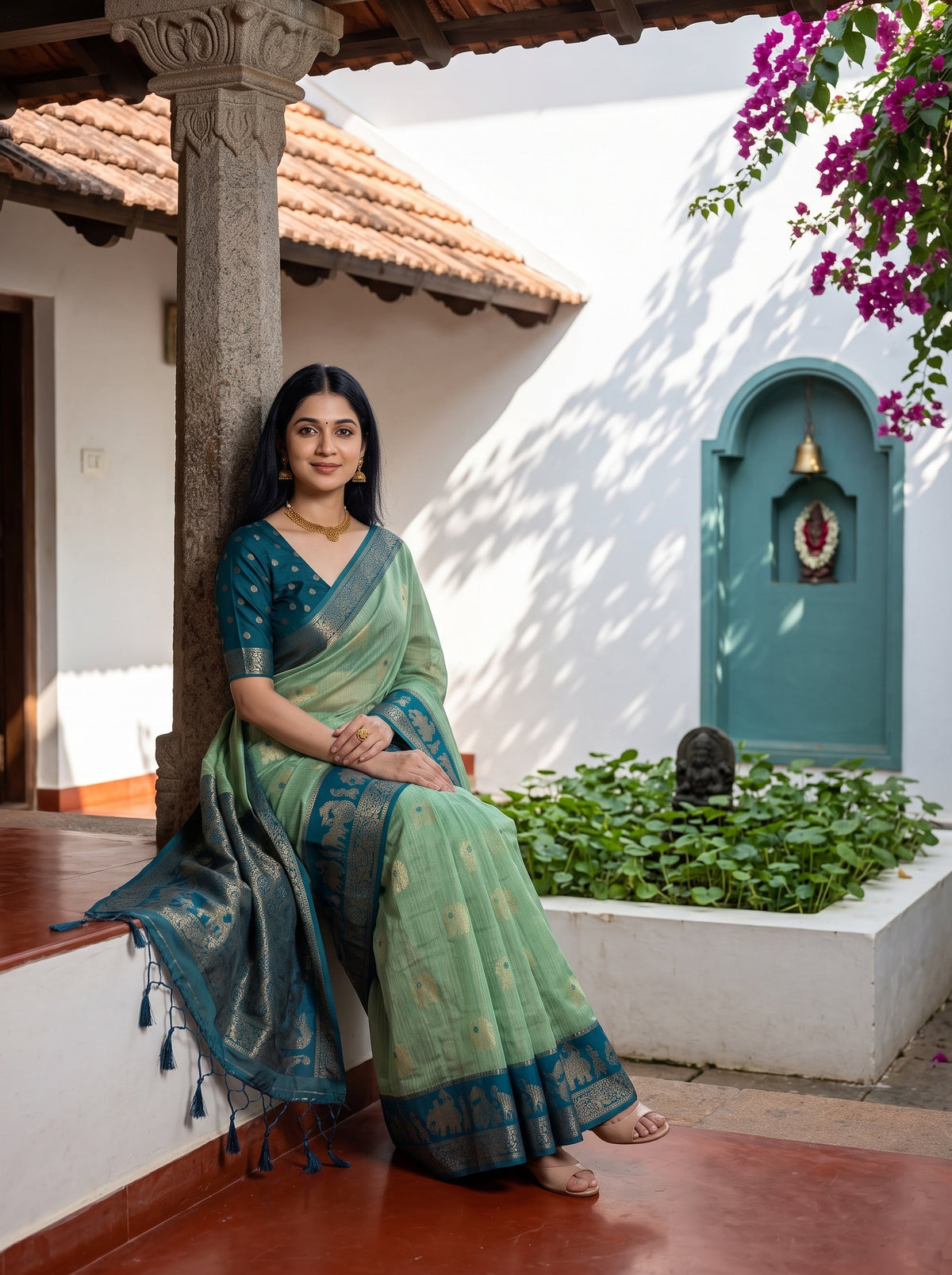MIMOSA Rama Banarasi Saree — pose 8 styling detail