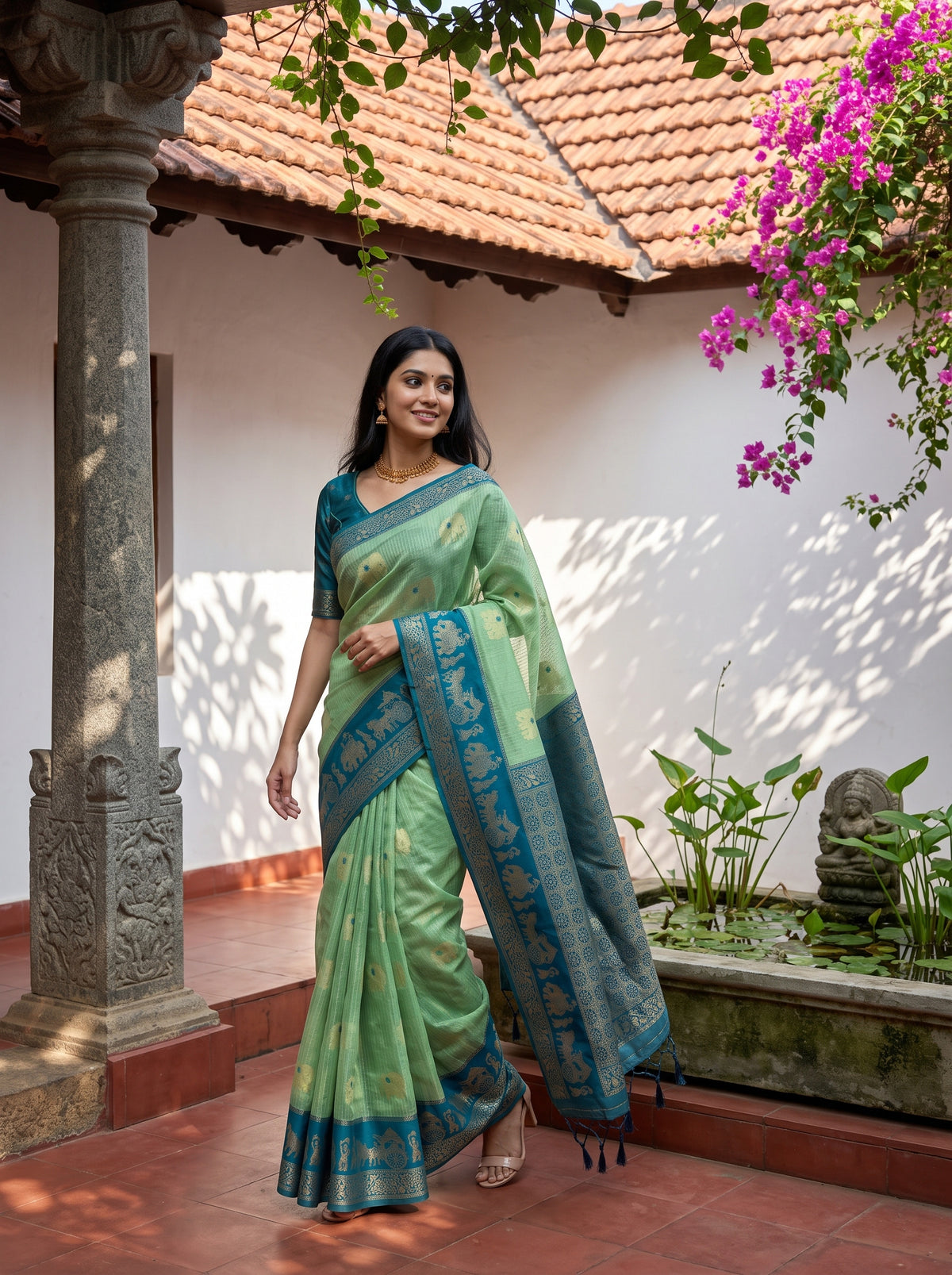 MIMOSA Rama Banarasi Saree — pose 9 styling detail