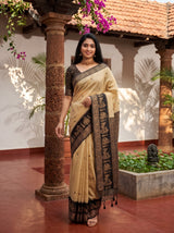 MIMOSA Tussar Banarasi Saree — pose 9 styling detail