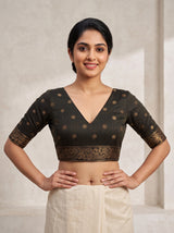 MIMOSA Tussar Banarasi Saree — blouse close-up