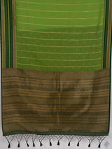 MIMOSA Parrot Green Banarasi Saree — pallu and zari work detail