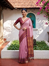 MIMOSA Pink Banarasi Saree — pose 4 styling detail