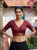 MIMOSA Pink Banarasi Saree — blouse close-up