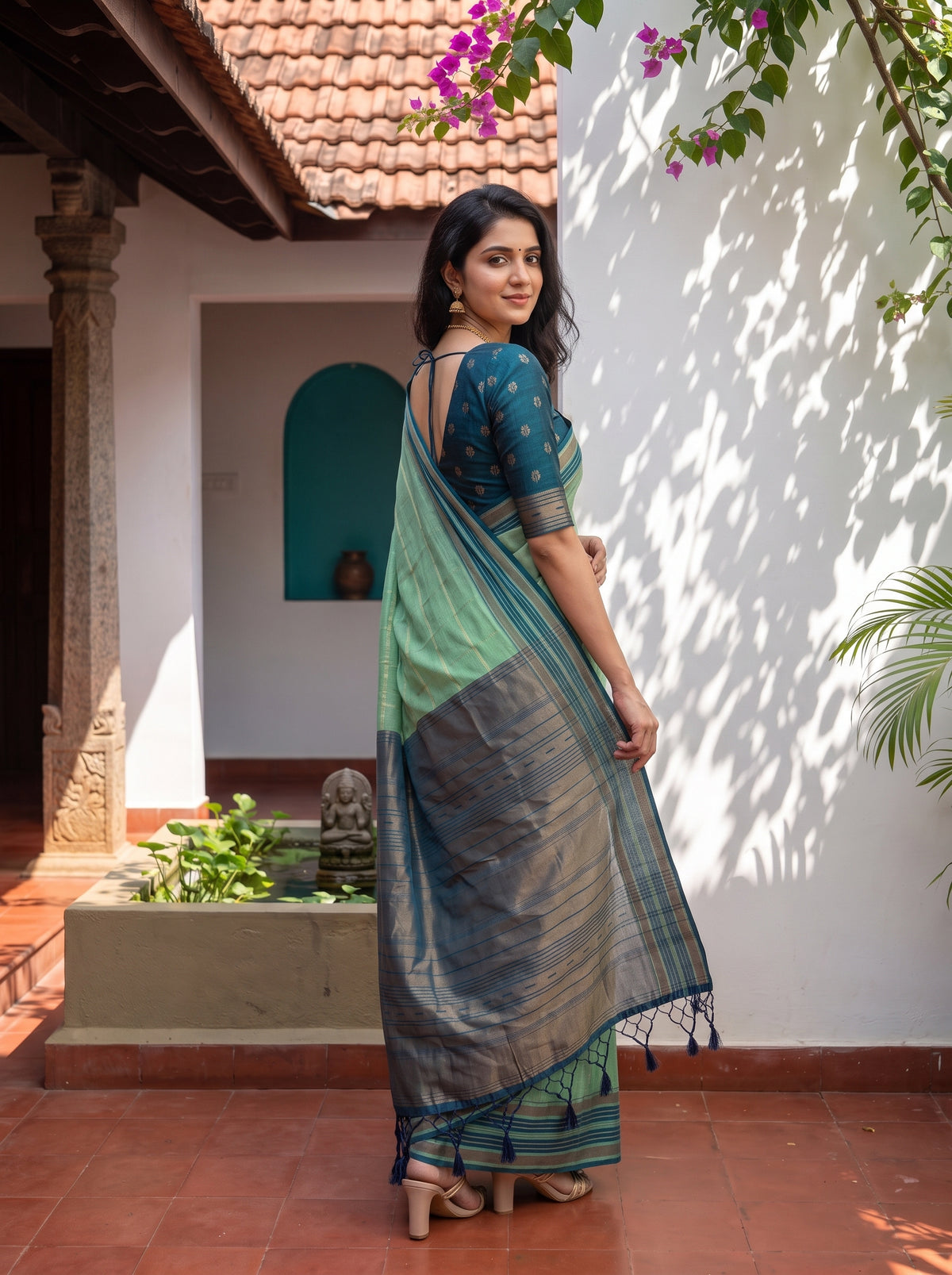MIMOSA Rama Banarasi Saree — pose 7 styling detail