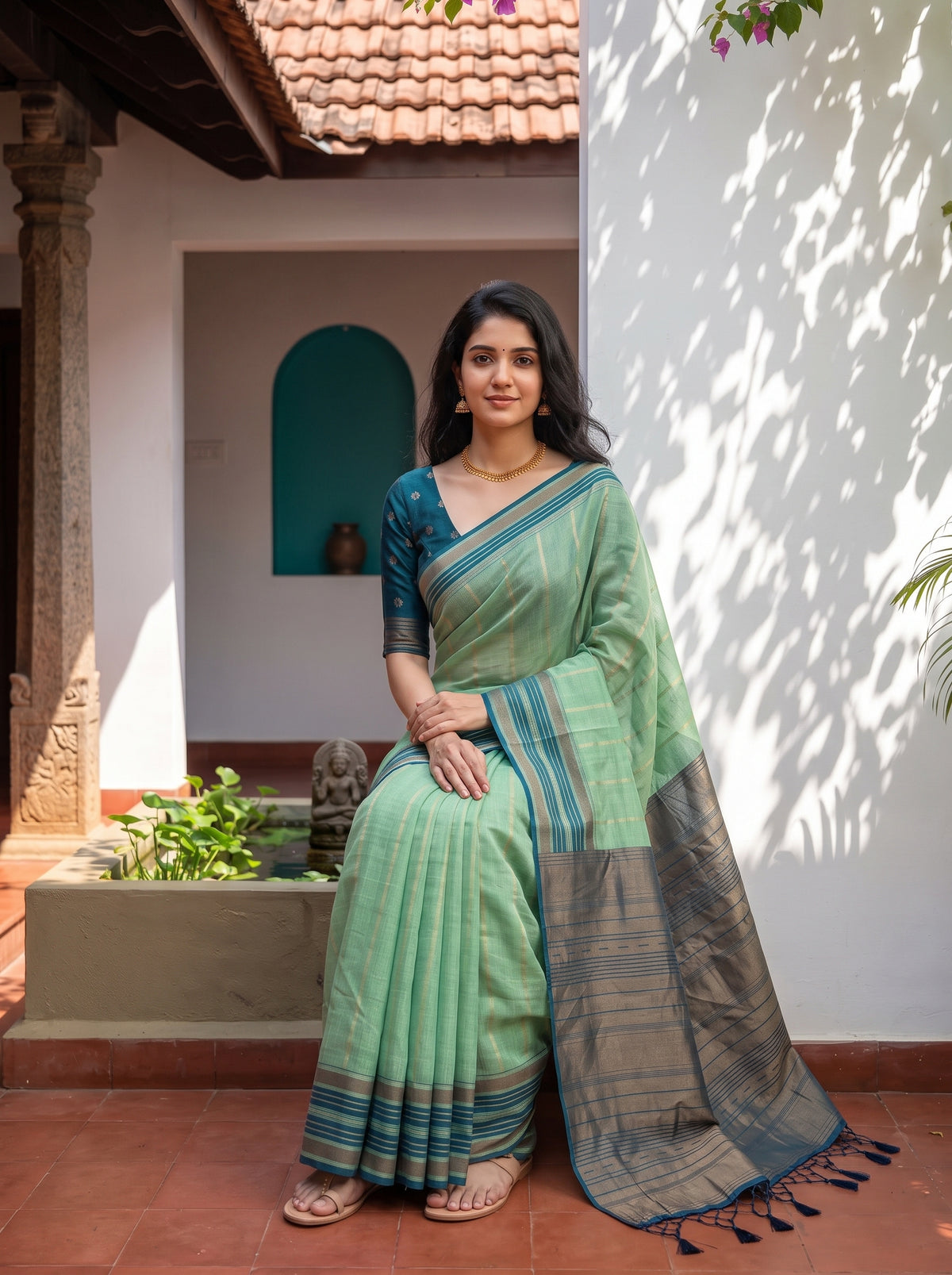 MIMOSA Rama Banarasi Saree — pose 8 styling detail