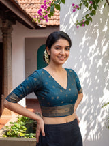 MIMOSA Rama Banarasi Saree — blouse close-up