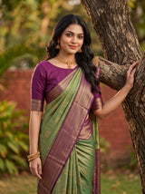 MIMOSA Bottle Green Kanjivaram Art Silk Saree — pose 10 styling detail