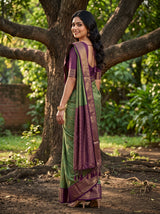 MIMOSA Bottle Green Kanjivaram Art Silk Saree — pose 7 styling detail