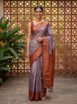 MIMOSA Jamun Kanjivaram Art Silk Saree — pallu and body shot
