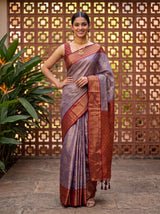 MIMOSA Jamun Kanjivaram Art Silk Saree — pose 4 styling detail
