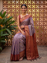 MIMOSA Jamun Kanjivaram Art Silk Saree — pose 8 styling detail