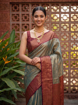 MIMOSA Sapphire Kanjivaram Art Silk Saree — pose 10 styling detail