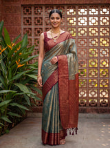 MIMOSA Sapphire Kanjivaram Art Silk Saree — pose 4 styling detail