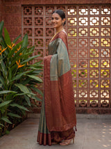 MIMOSA Sapphire Kanjivaram Art Silk Saree — pose 5 styling detail