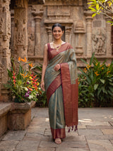 MIMOSA Sapphire Kanjivaram Art Silk Saree — pose 6 styling detail