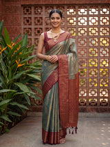 MIMOSA Sapphire Kanjivaram Art Silk Saree — pose 9 styling detail