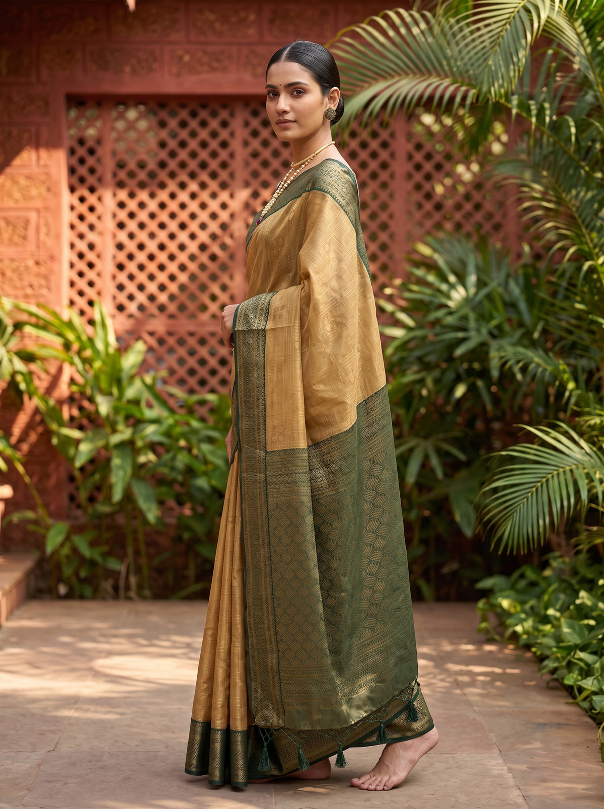 MIMOSA Tussar Kanjivaram Art Silk Saree — pose 5 styling detail