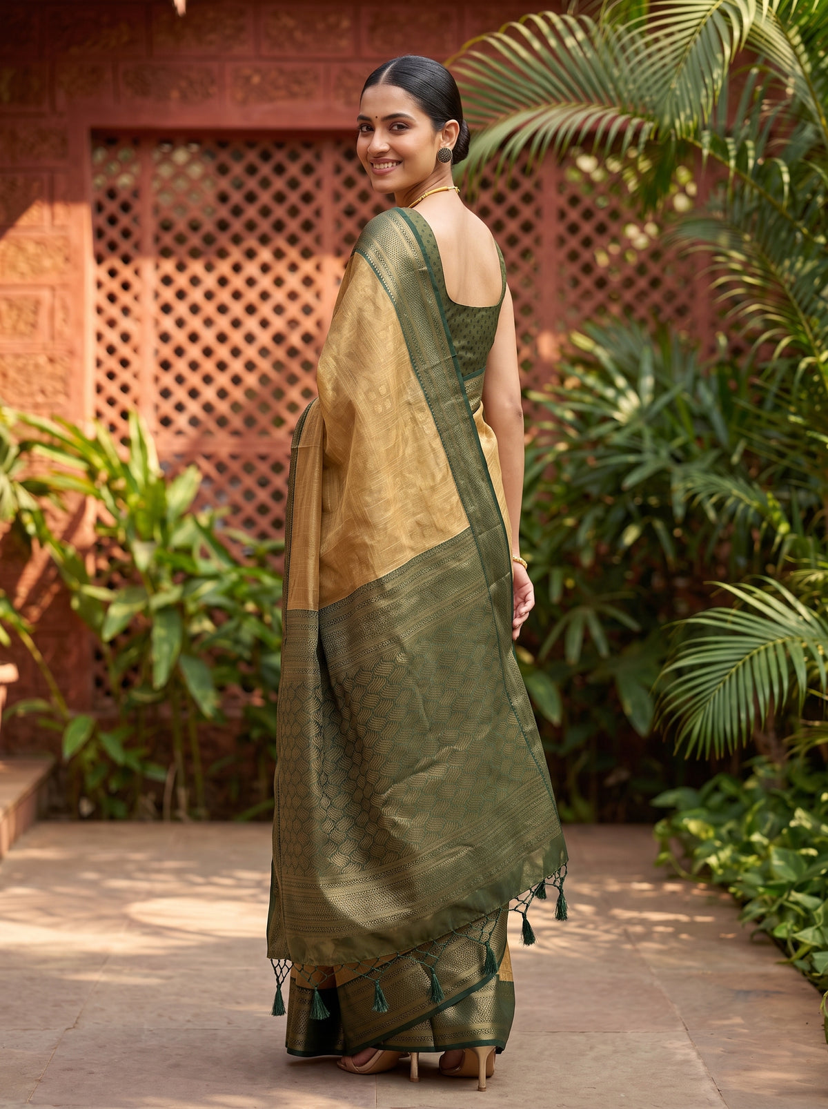 MIMOSA Tussar Kanjivaram Art Silk Saree — pose 7 styling detail