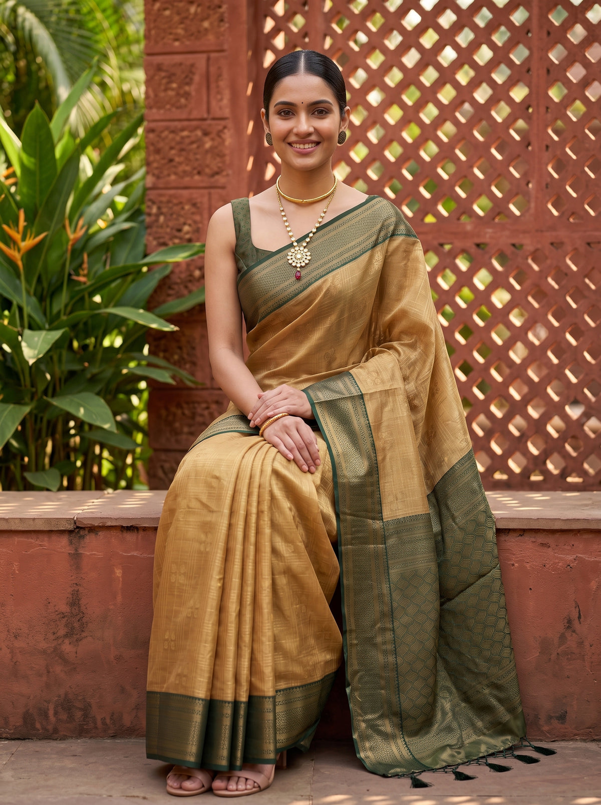 MIMOSA Tussar Kanjivaram Art Silk Saree — pose 8 styling detail