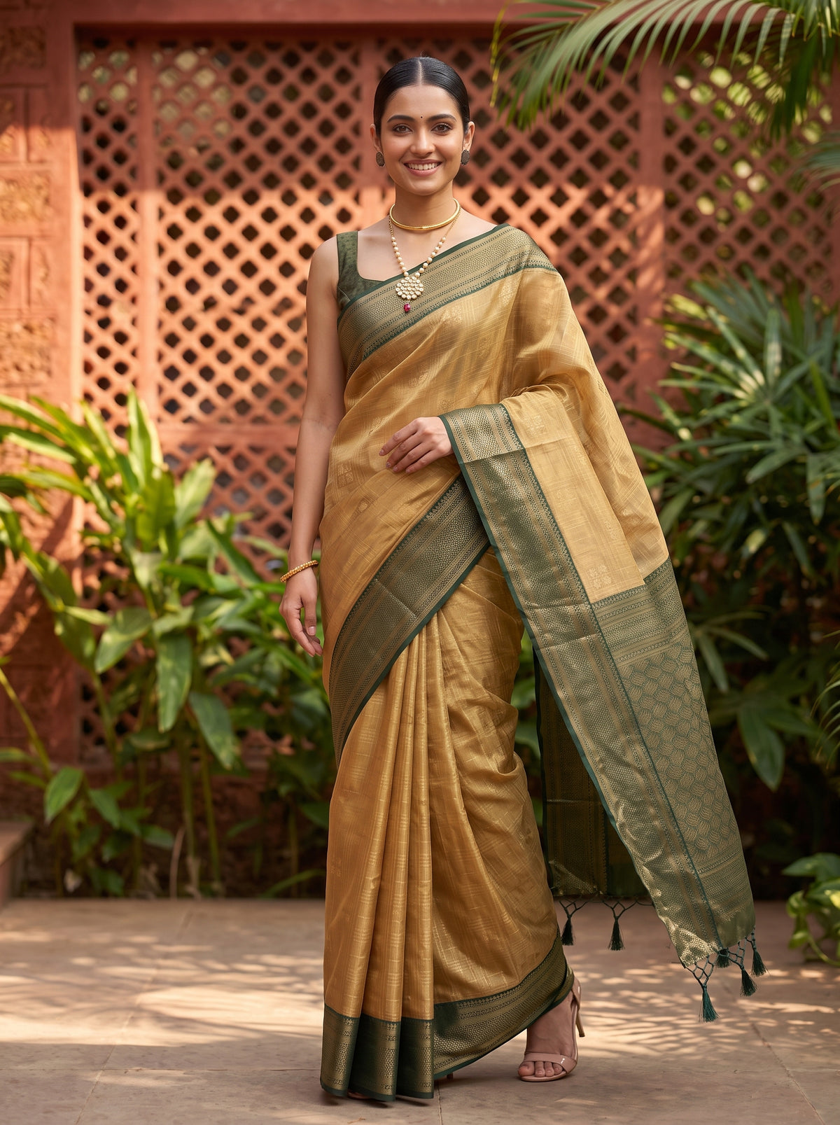 MIMOSA Tussar Kanjivaram Art Silk Saree — pose 9 styling detail