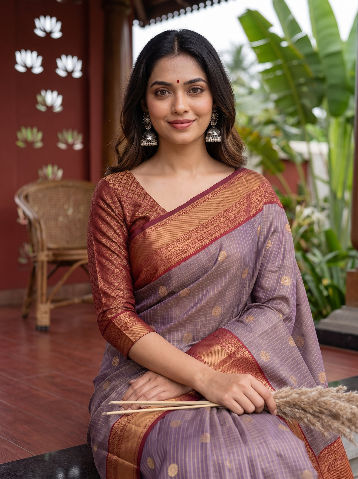 MIMOSA Jamun Kanjivaram Saree — pose 10 styling detail