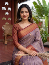 MIMOSA Jamun Kanjivaram Saree — pose 10 styling detail