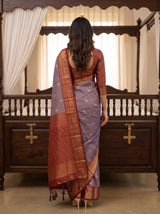 MIMOSA Jamun Kanjivaram Saree — pose 2 styling detail