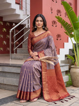 MIMOSA Jamun Kanjivaram Saree — pose 8 styling detail