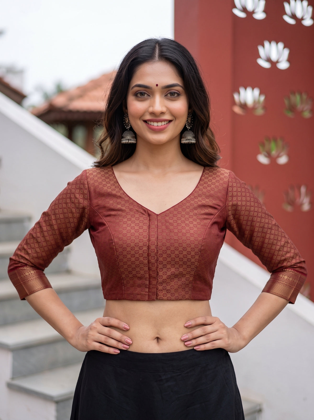 MIMOSA Jamun Kanjivaram Saree — blouse close-up