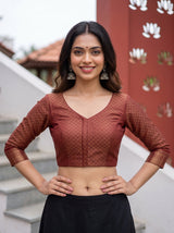 MIMOSA Jamun Kanjivaram Saree — blouse close-up