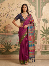 MIMOSA Magenta Berhampuri Saree — pose 4 styling detail