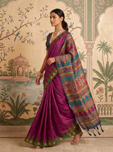 MIMOSA Magenta Berhampuri Saree — pose 6 styling detail