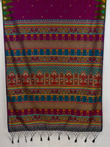 MIMOSA Magenta Berhampuri Saree — pallu and zari work detail