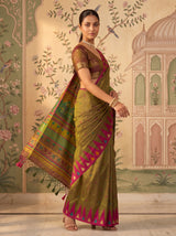 MIMOSA Olive Berhampuri Saree — pose 9 styling detail