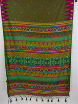 MIMOSA Olive Berhampuri Saree — pallu and zari work detail