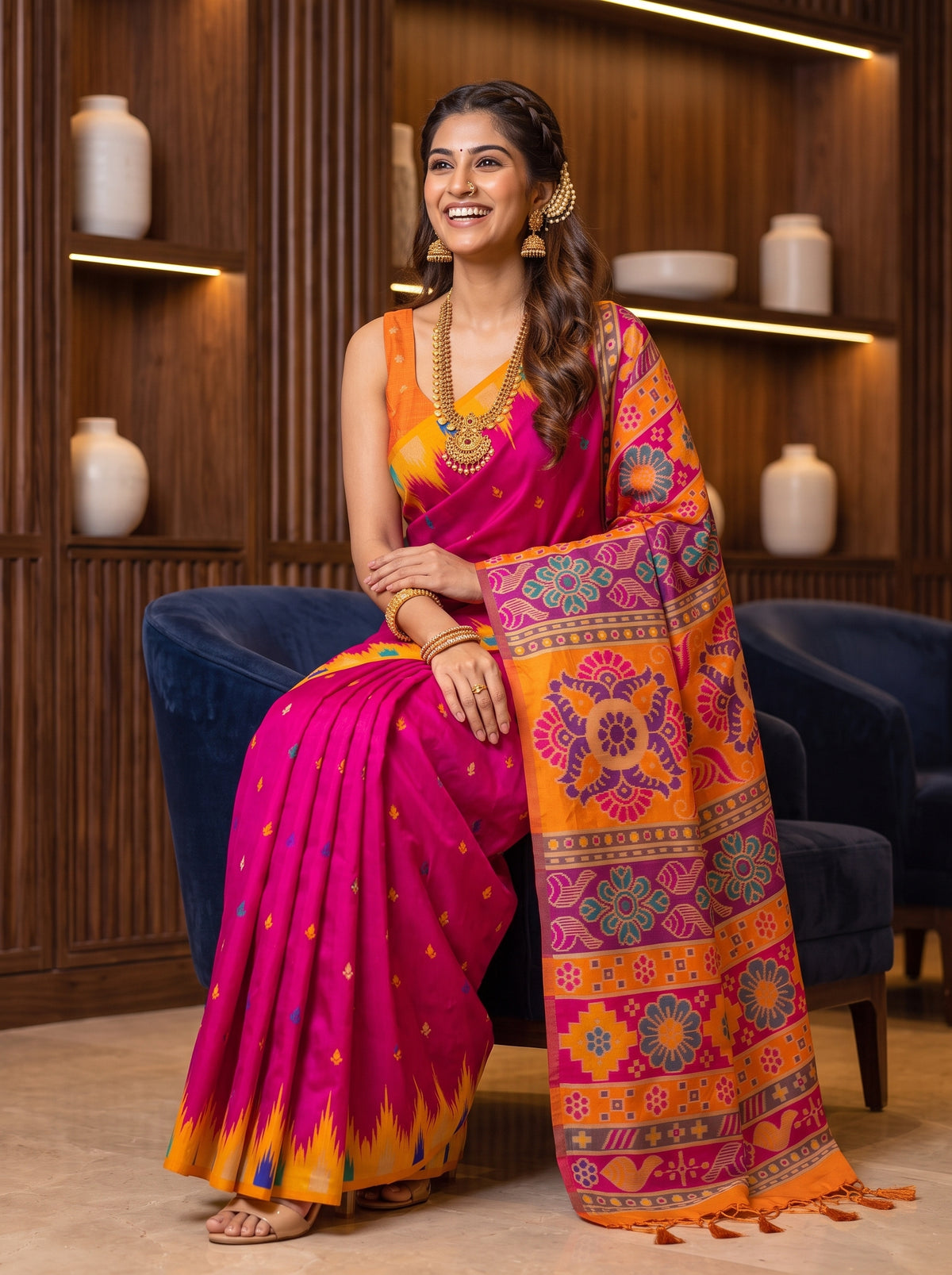 MIMOSA Rani Berhampuri Saree — pose 8 styling detail